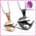 High quality stainless steel heart shape couple pendant necklace for lovers